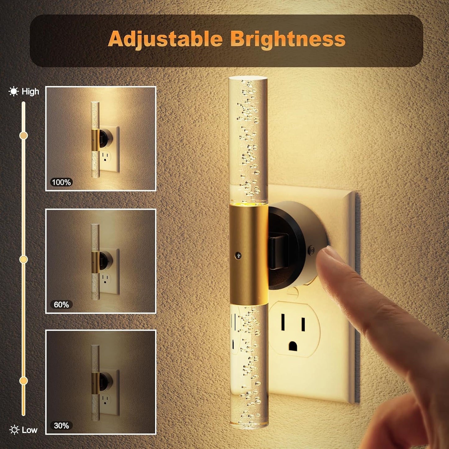 Luz Nocturna Giratoria Sensor Brillo Ajustable Dormitorio