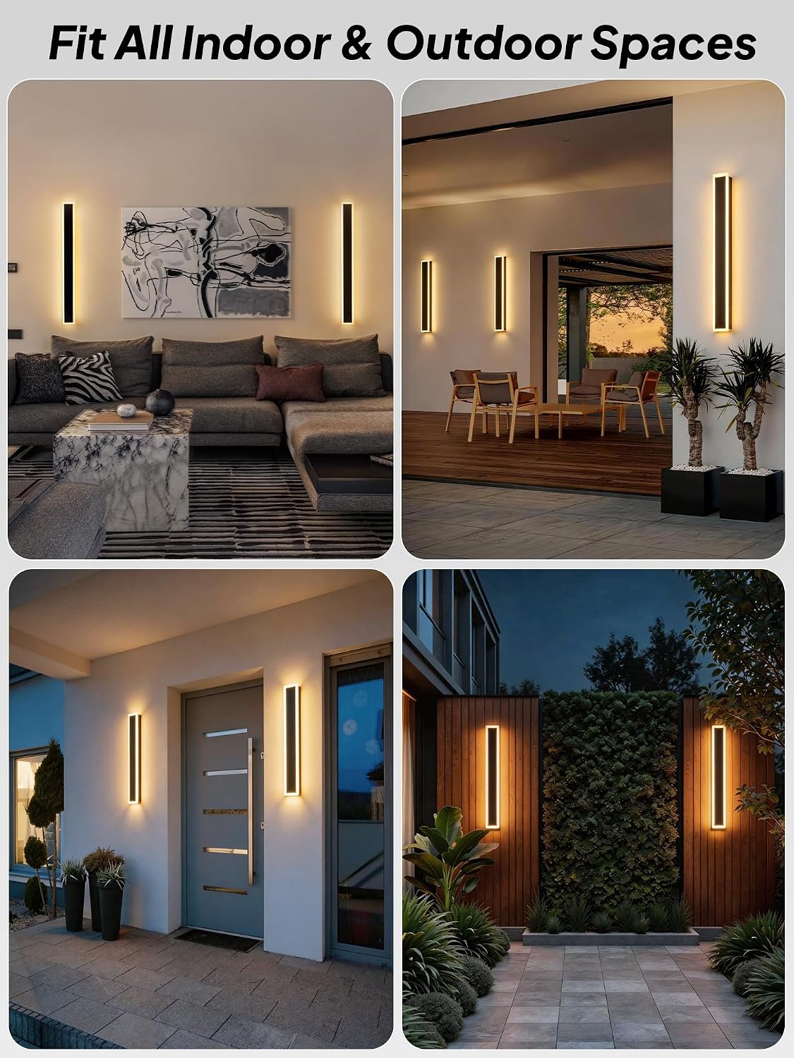 2 Lámparas LED pared exteriores 15.7pulg luz cálida