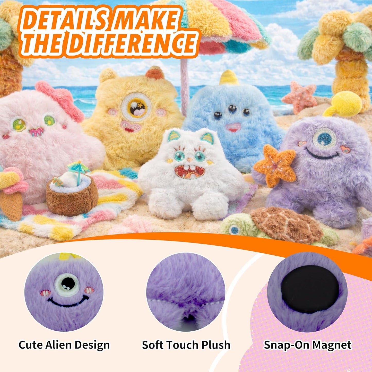 Imanes de peluche decorativos para nevera, 5 diseños únicos