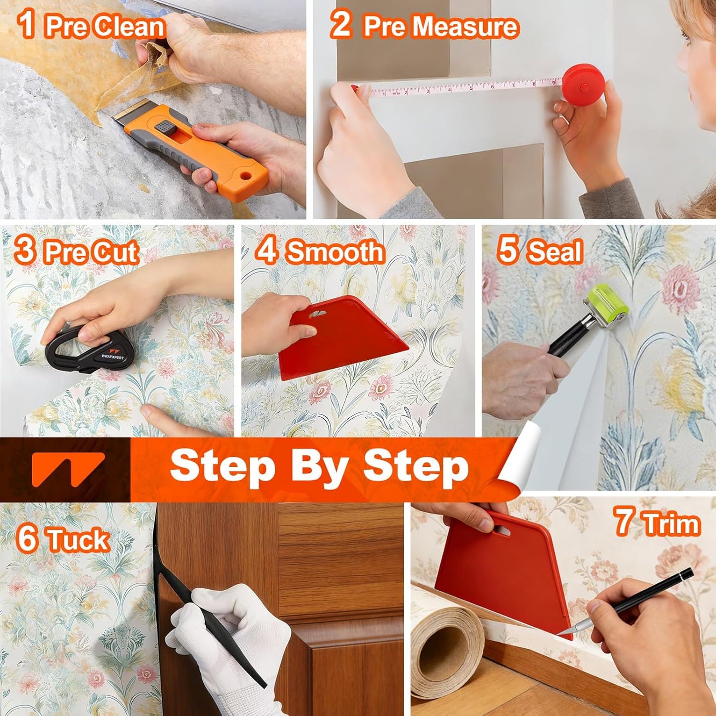 Kit herramientas papel tapiz con espátula y rodillo