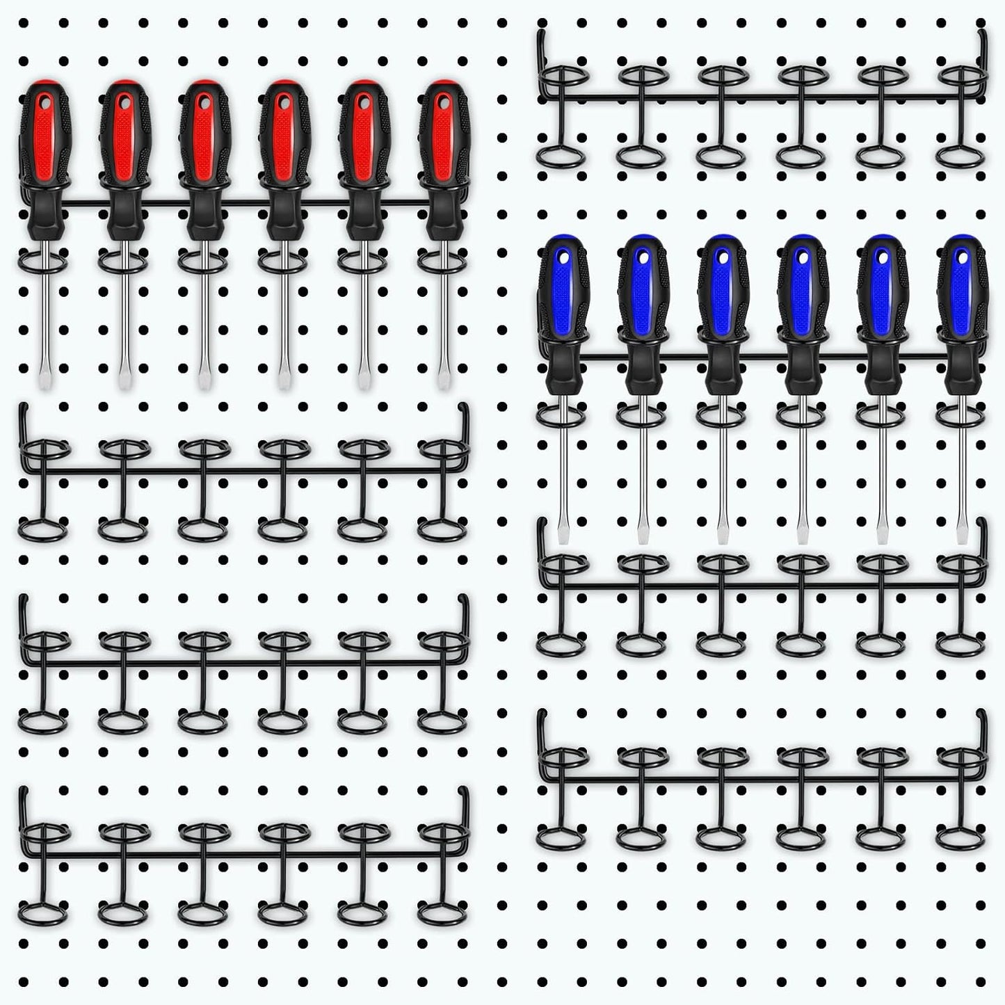 6 Soportes Herramientas Múltiples Anillos Tablero Clavijas