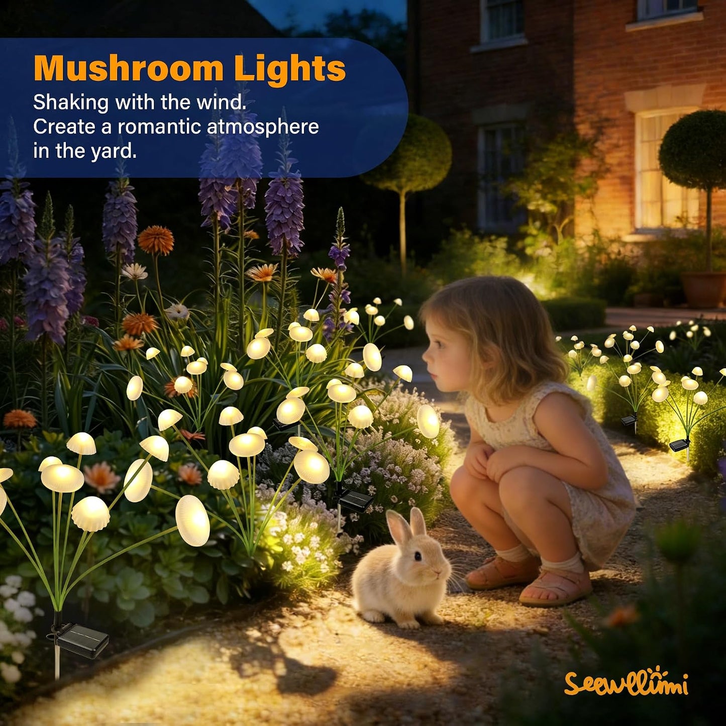 6 Pzas Luces Jardín Solares Swaying Mushroom Resistente Agua