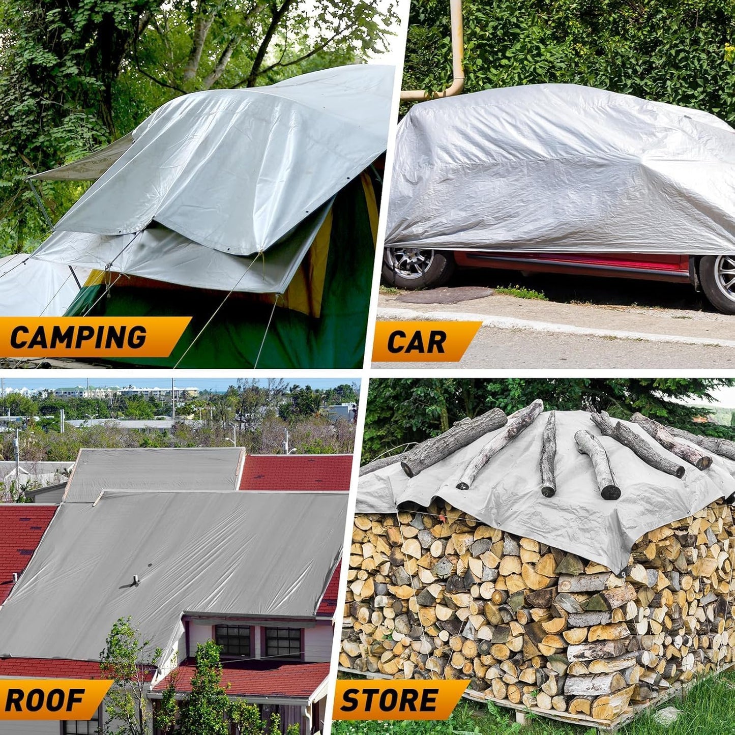 Lona impermeable 16x20ft resistente UV con bordes reforzados