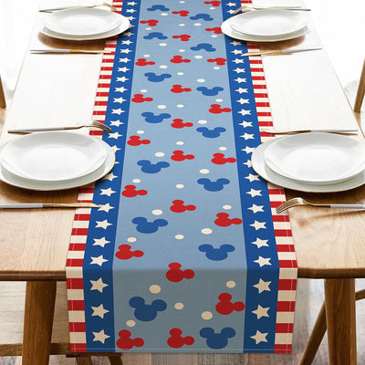 Camino de mesa patriótico 4 de julio estrellas azules y rojas decoración