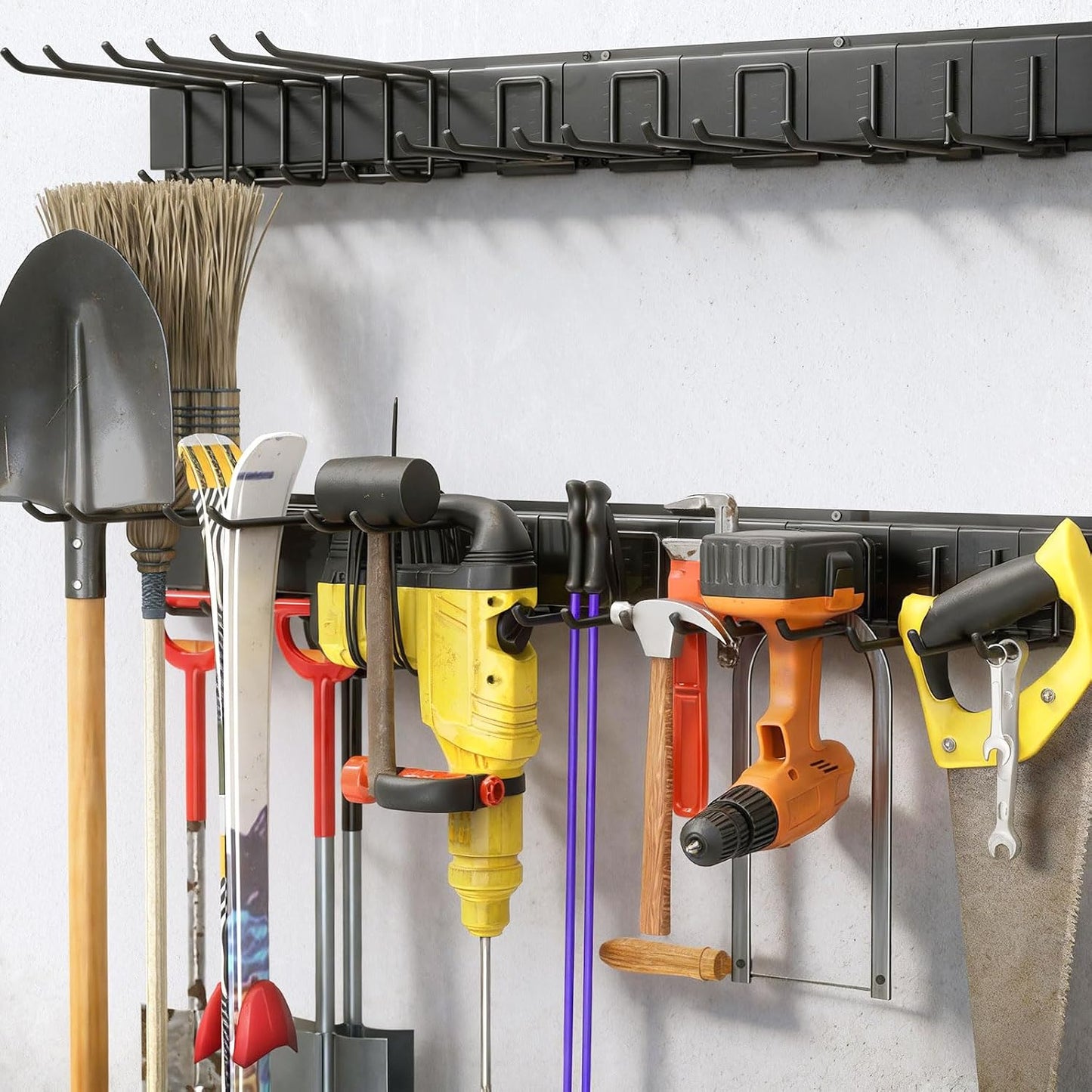 Organiz. herramientas pared 66pulg 720lb ganchos ajustables