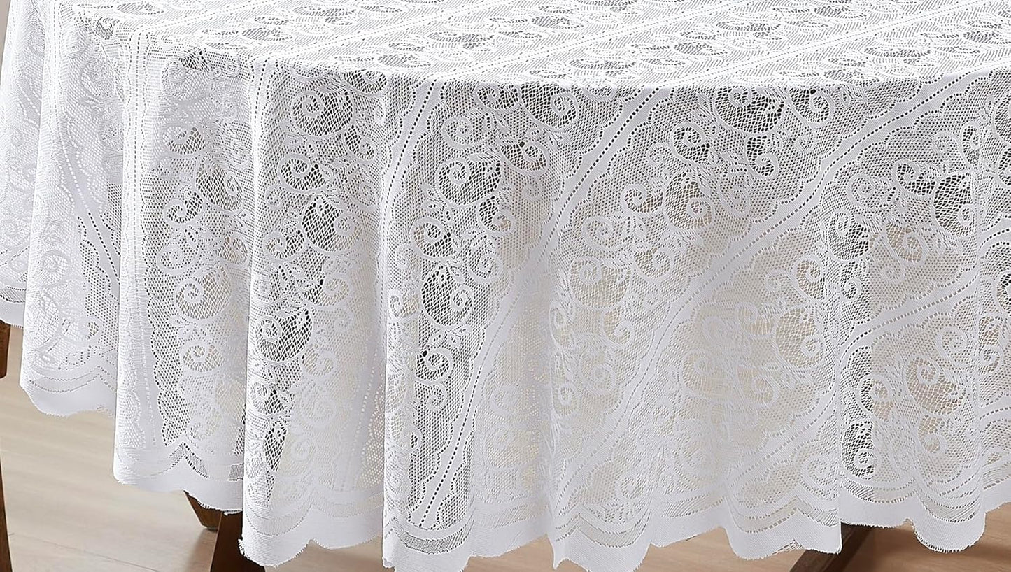 Mantel redondo vintage blanco de 36 pulgadas para 2-4 invitados