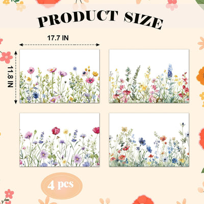 Juego de 4 manteles individuales florales de flores silvestres