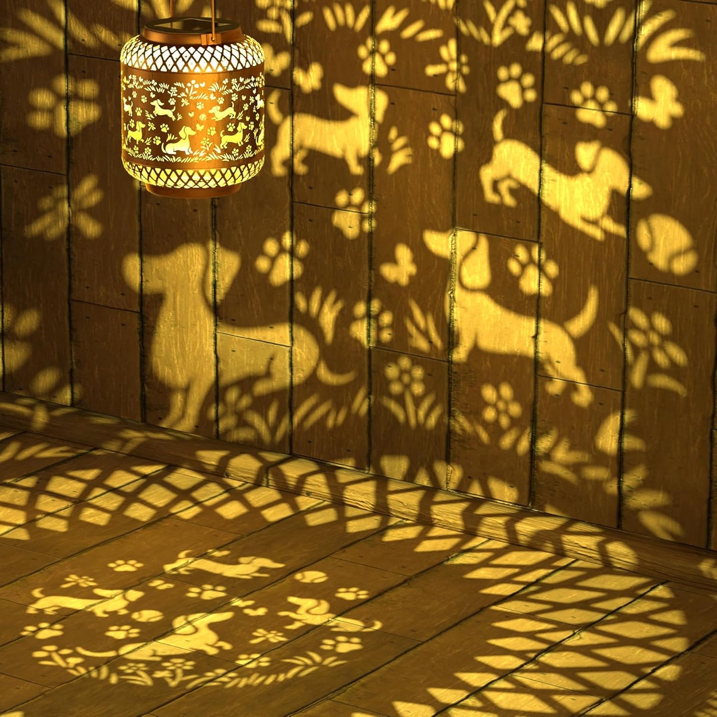 Linterna solar para perro salchicha colgante exterior