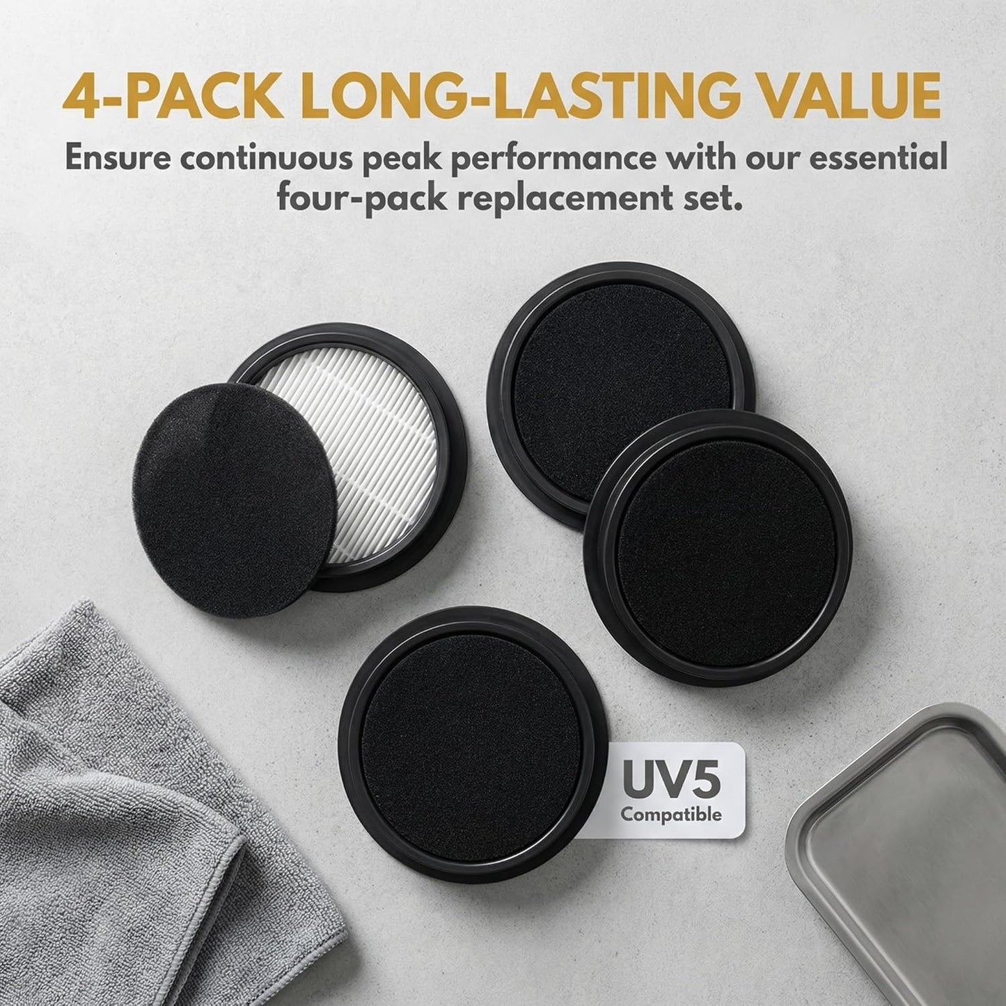 Filtro repuesto aspiradora inalámbrica UNINELL HOME UV5 set 4