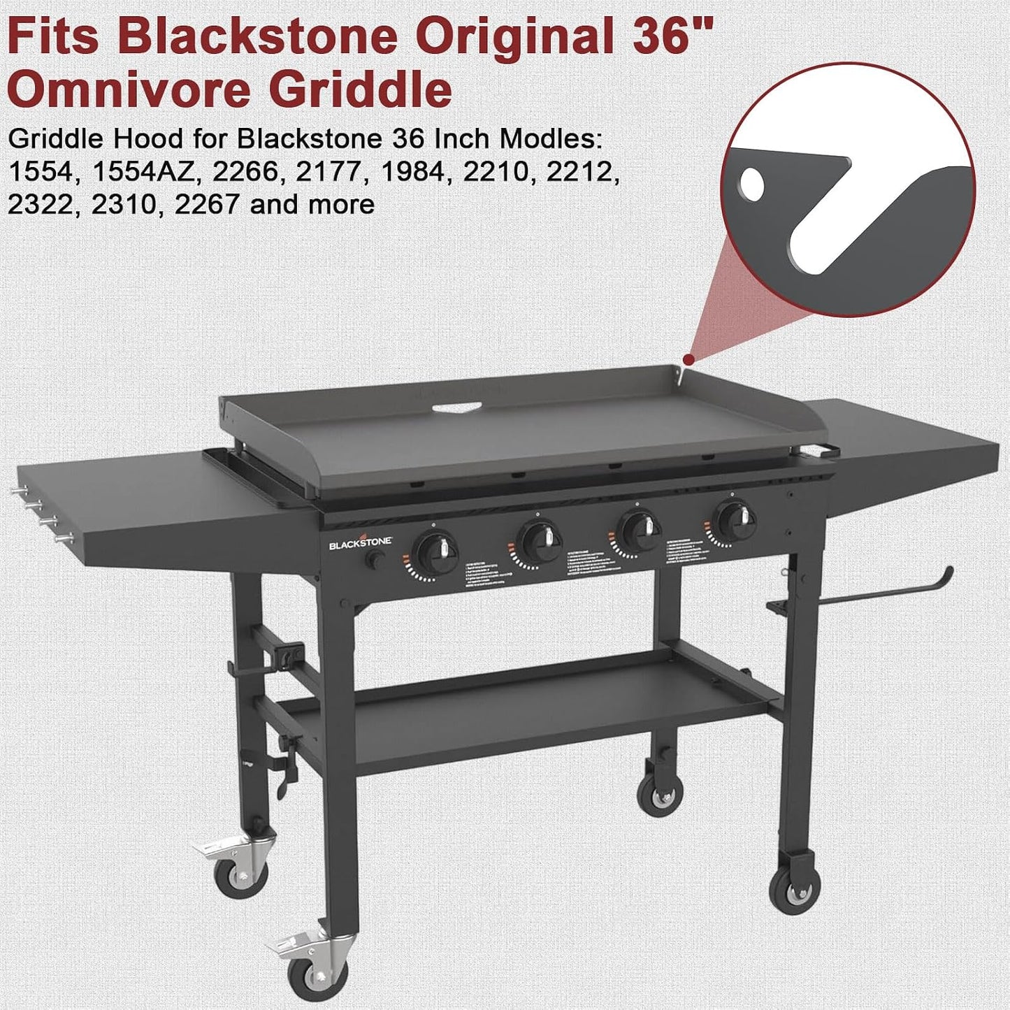Tapa bisagras Blackstone 36pulg plancha dura con termómetro