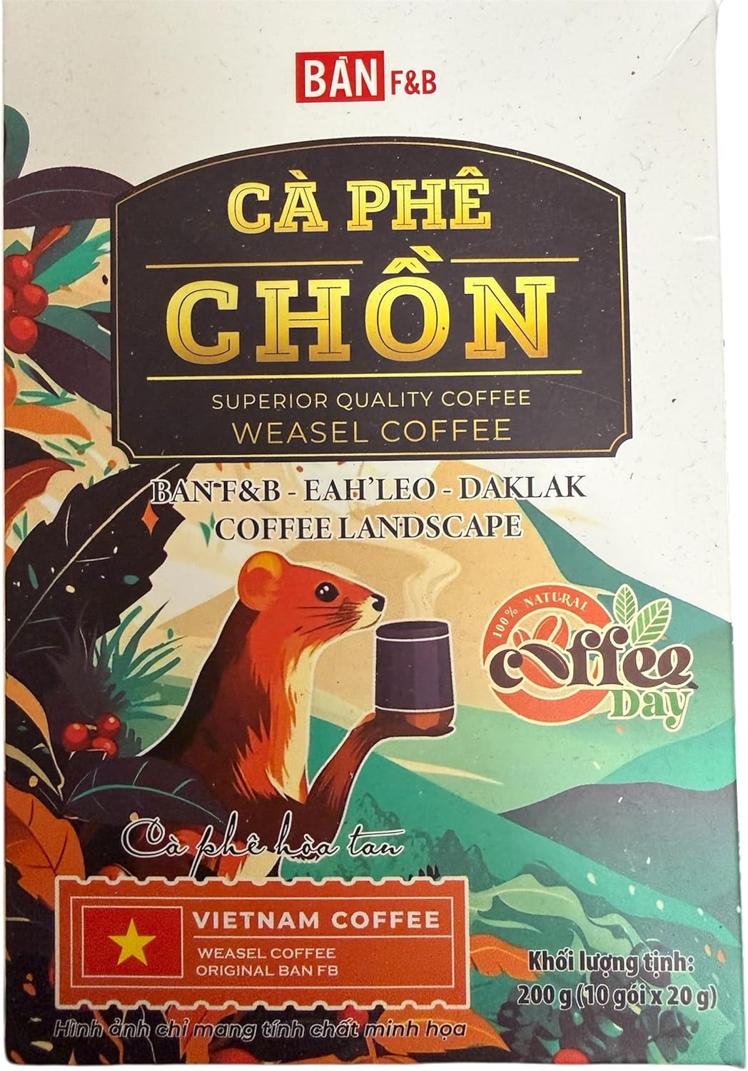 Café de comadreja instantáneo vietnamita Dak Lak 100% natural