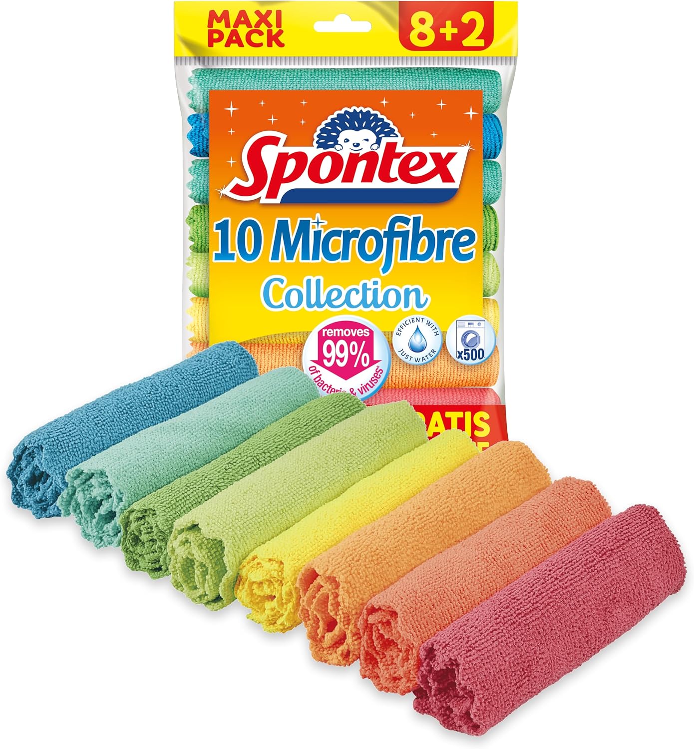 8 Paños Microfibra Multiusos Gratis 1 Pack Multicolores