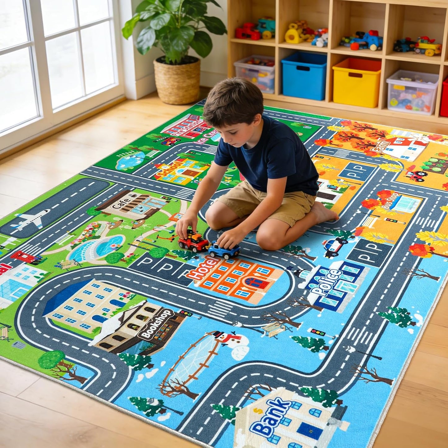 Alfombra coche niños respaldo antiderrap lavable 4 estaciones