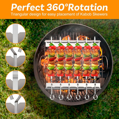Set 6 brochetas acero inox 15.9pulg con soportes