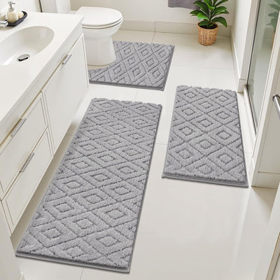 Set 3 Rugs Baño Microfibra Suave Antideslizante U-Shaped