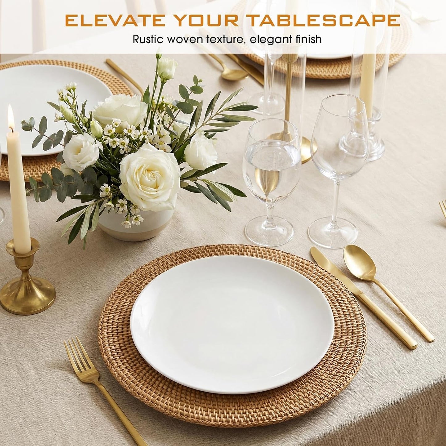 6 Pzas Cargador Ratán 13pulg Mesa Cena Decorativo Boho