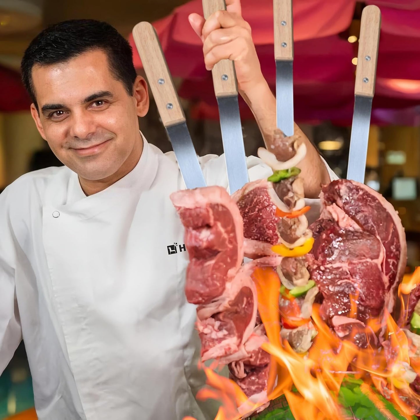 6 Pzas Brochetas Acero Inox 23.5pulg para Koubideh