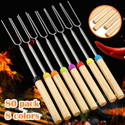 80 Pinchos Smores 32pulg para Hoguera y Perros Calientes