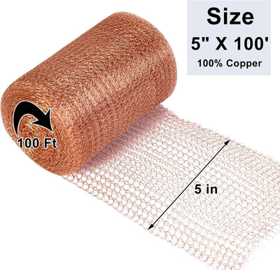 Rollo malla cobre 5pulg x100pies relleno trampa ratones