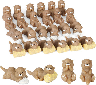 24 figuras nutria miniatura para jardines de hadas y pasteles