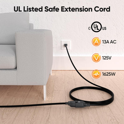 Cable extensión 6ft 16AWG con 3 clavijas para electrodomésticos