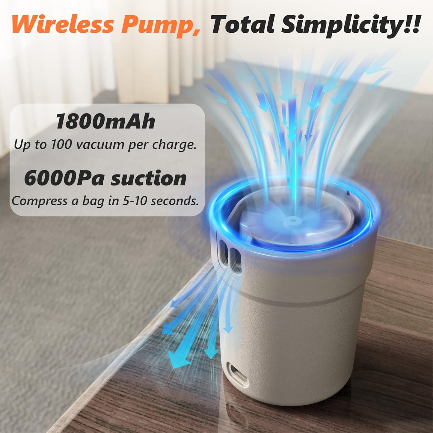Bomba vacío viaje mini eléctrica inalámbrica recargable USB gris