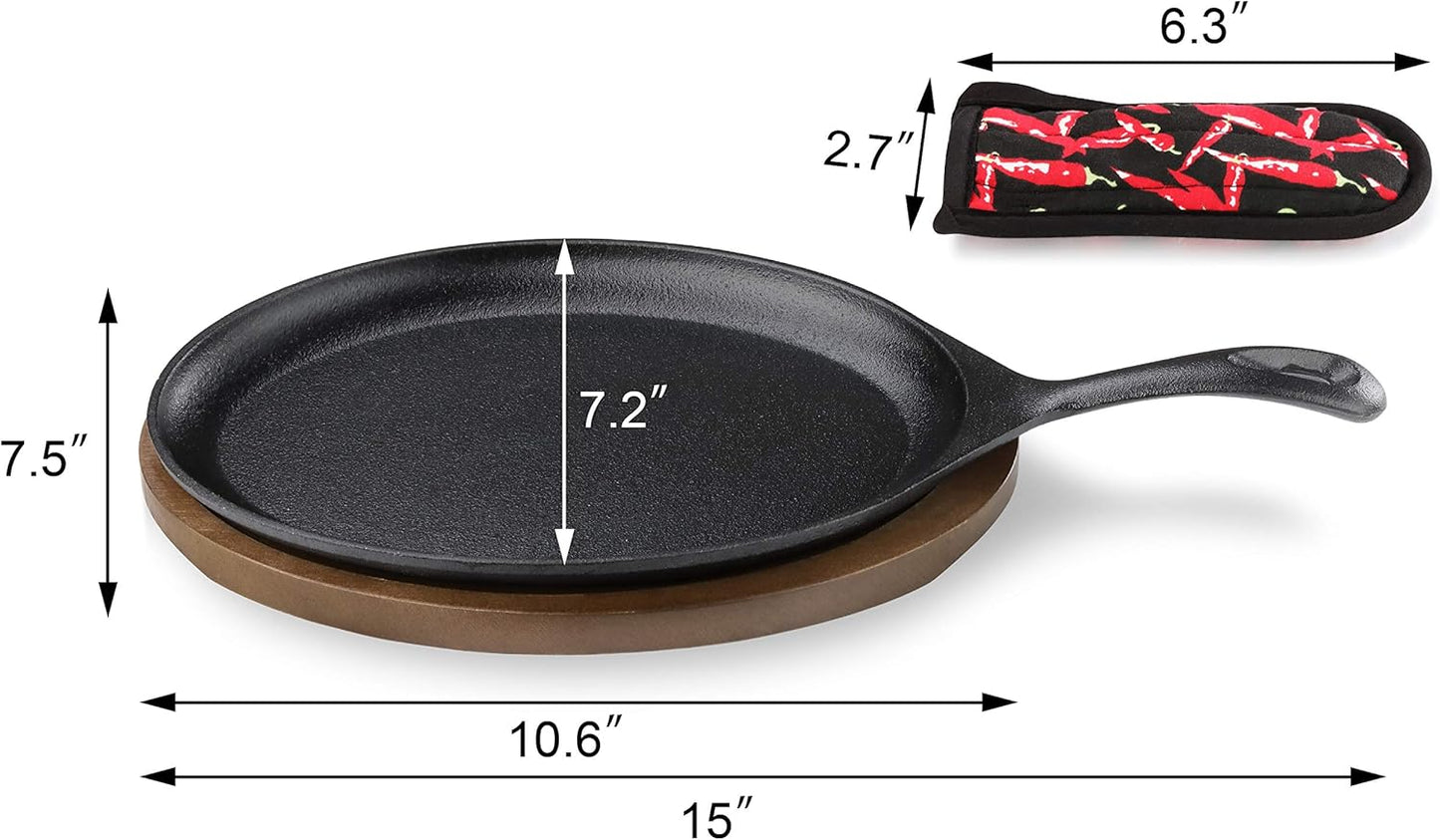 Juego 4 Sartenes Hierro Fundido Fajita Chisporroteante