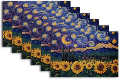 Set 6 Alfombras Mesa Estilo Starry Night 12x18pulg