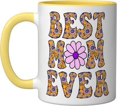 Taza cerámica Groovy Daisies para la mejor mamá del mundo