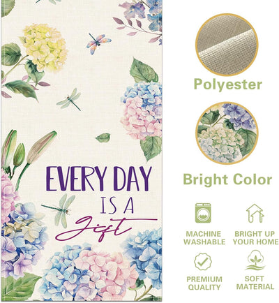 Camino de mesa con flores de hortensias primavera-verano decoración de cocina