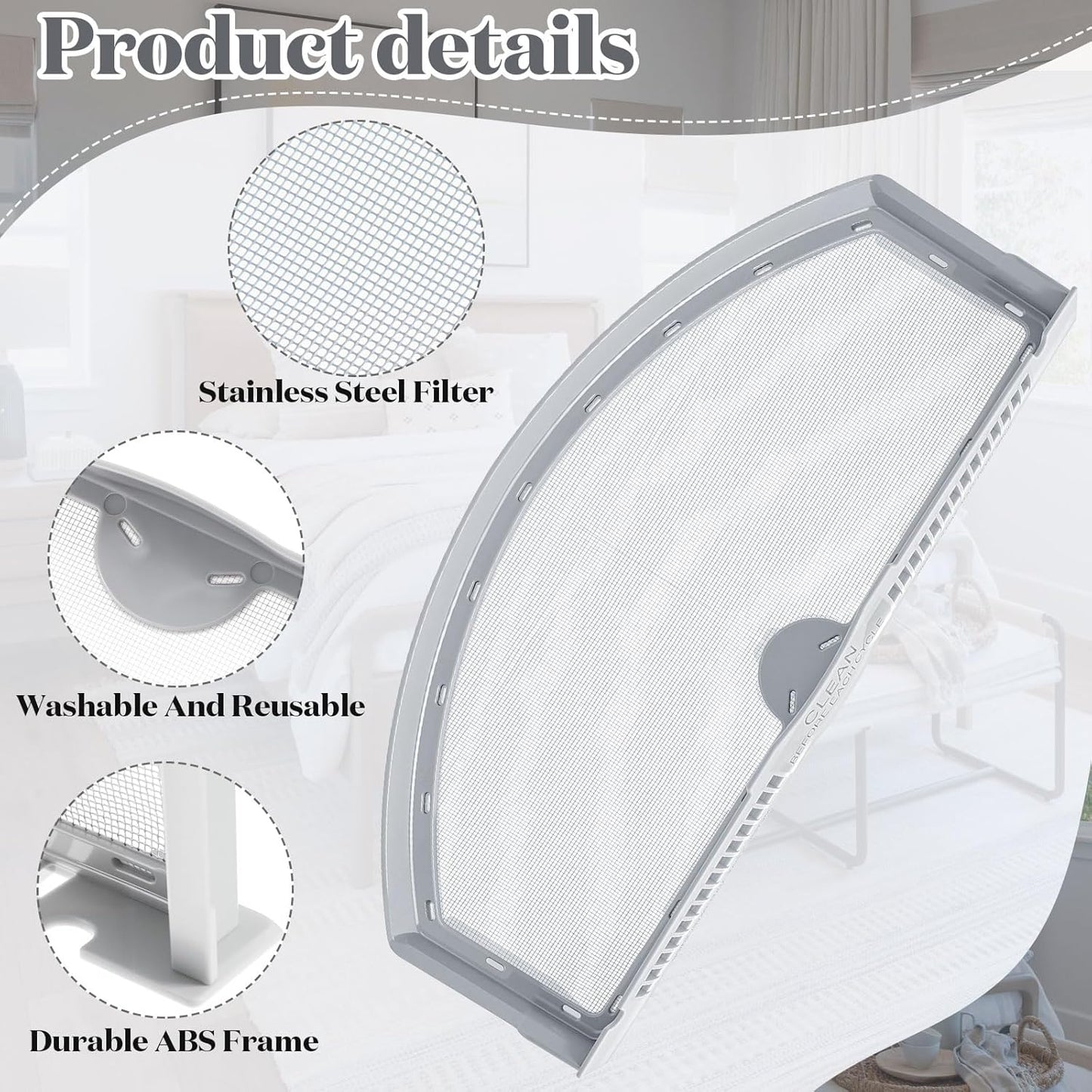 Set 4 Repuestos Trampa Pelusa Secadora Filtro Acero Inox Cepillos