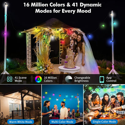 Luz de patio al aire libre 104ft 40 LED RGBW control APP