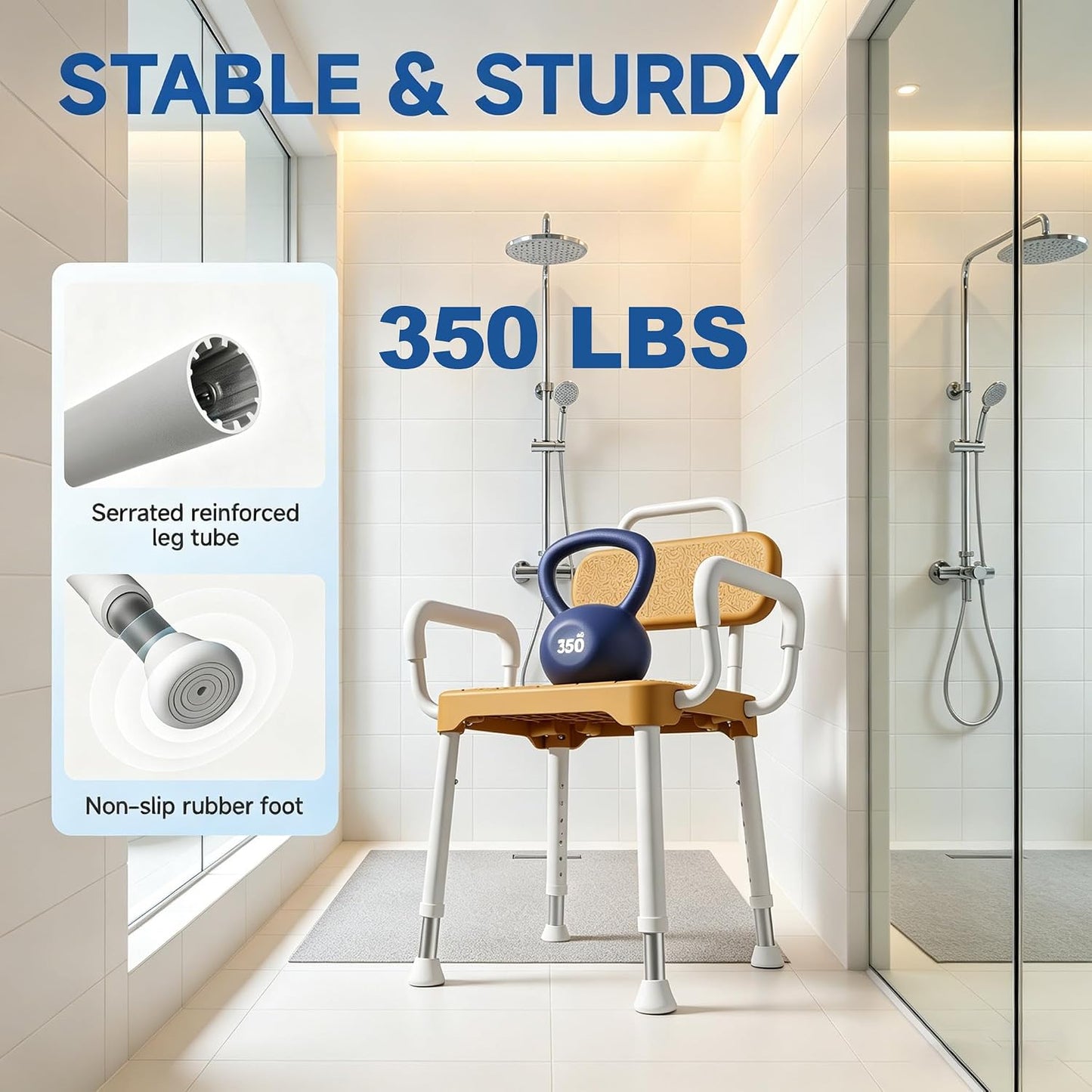 Silla ducha bañera ajustable 15.7-21.2pulg aluminio antiox