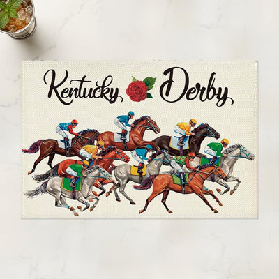 Juego de 6 manteles de carreras de caballos para eventos ecuestres