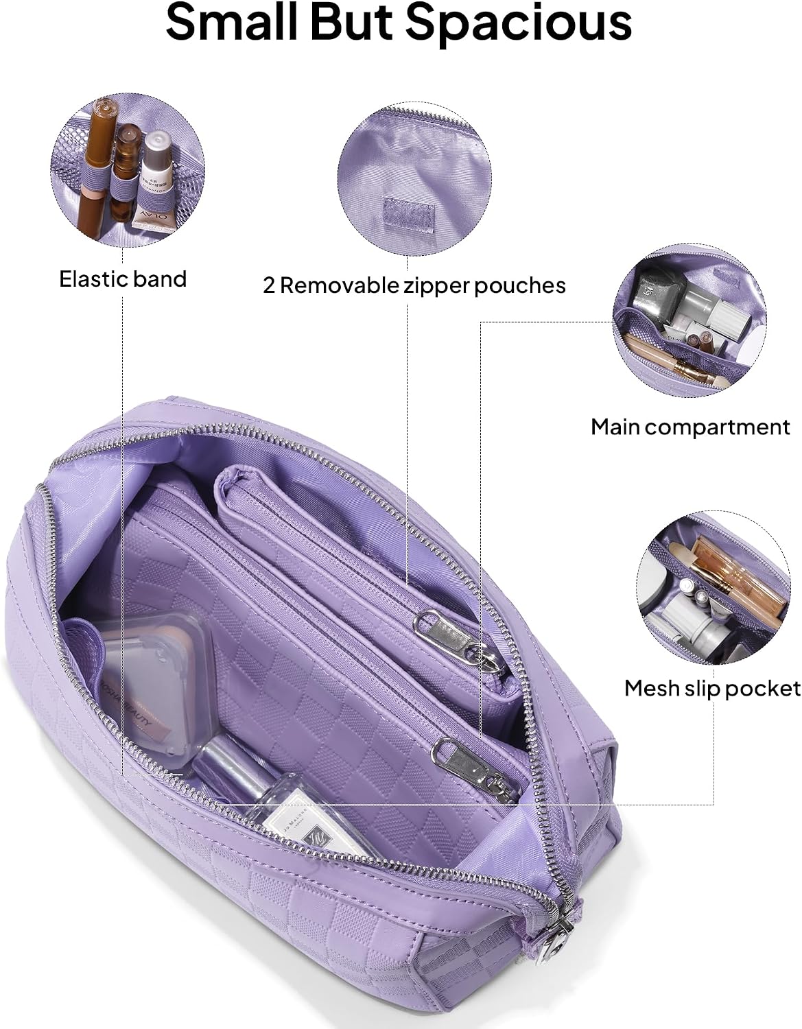 Bolsa maquillaje viaje 3 Pzas cuero impermeable con forro