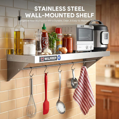 Estante acero inox 12x48pulg para cocina 220lb