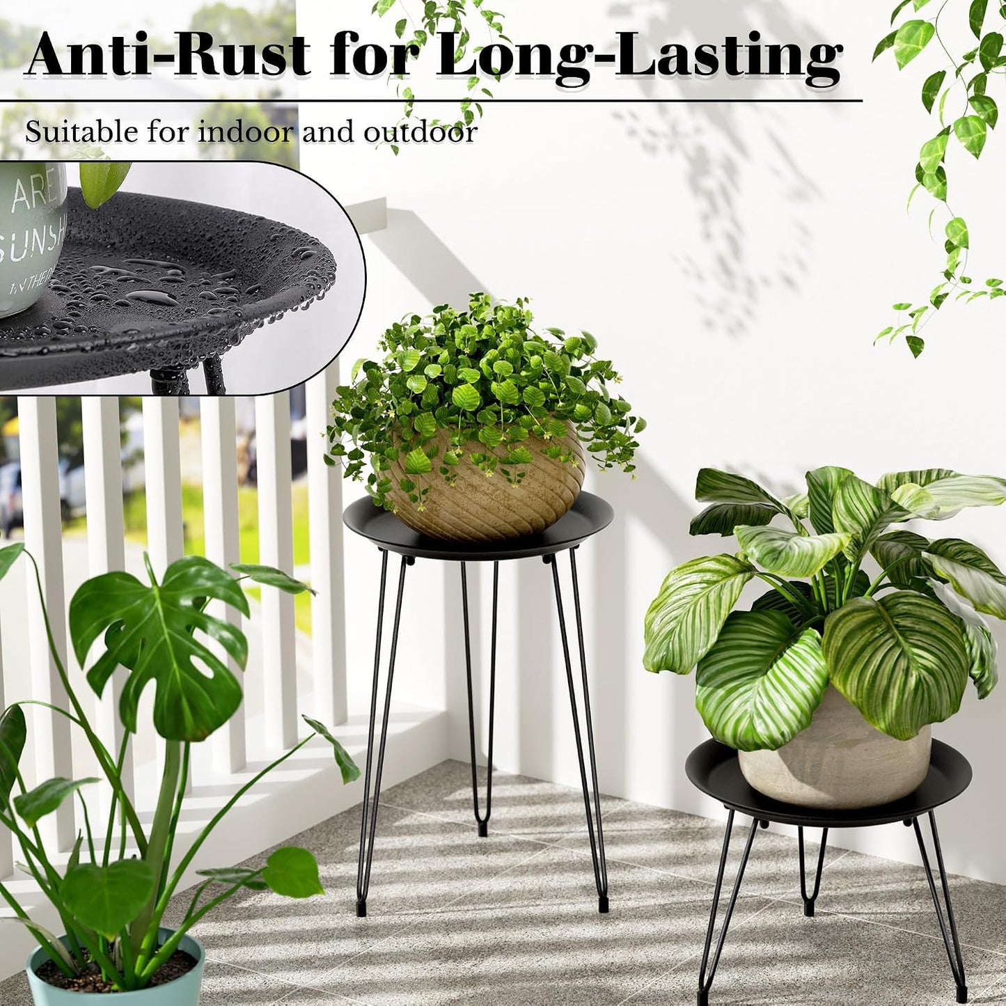 Soporte plantas metal mesa redonda decoración hogar