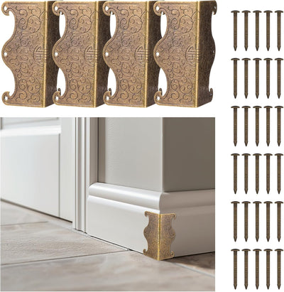 4 Protectores Esquina Metal Vintage Bronce Decorativo