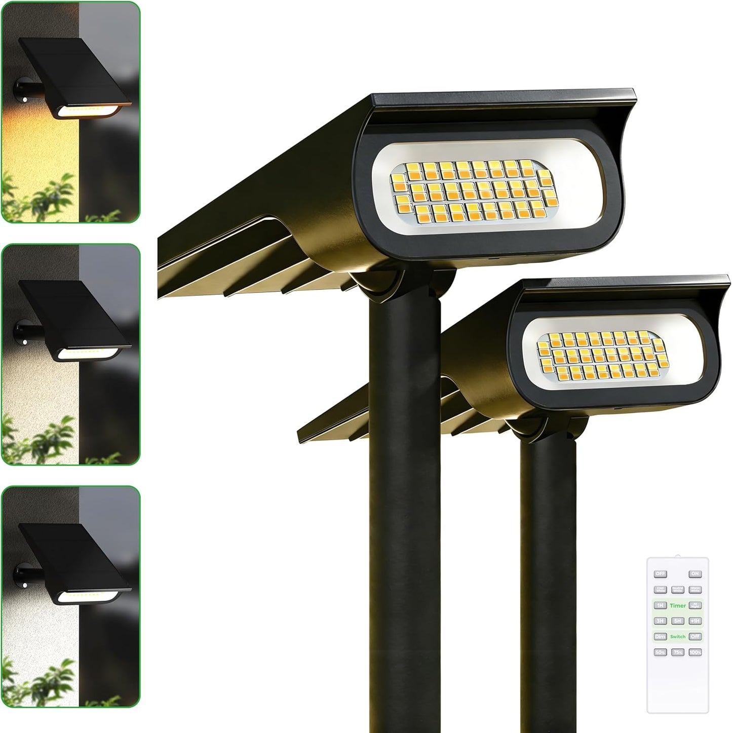 Focos solares 4000mAh con temporizador y brillo ajustable