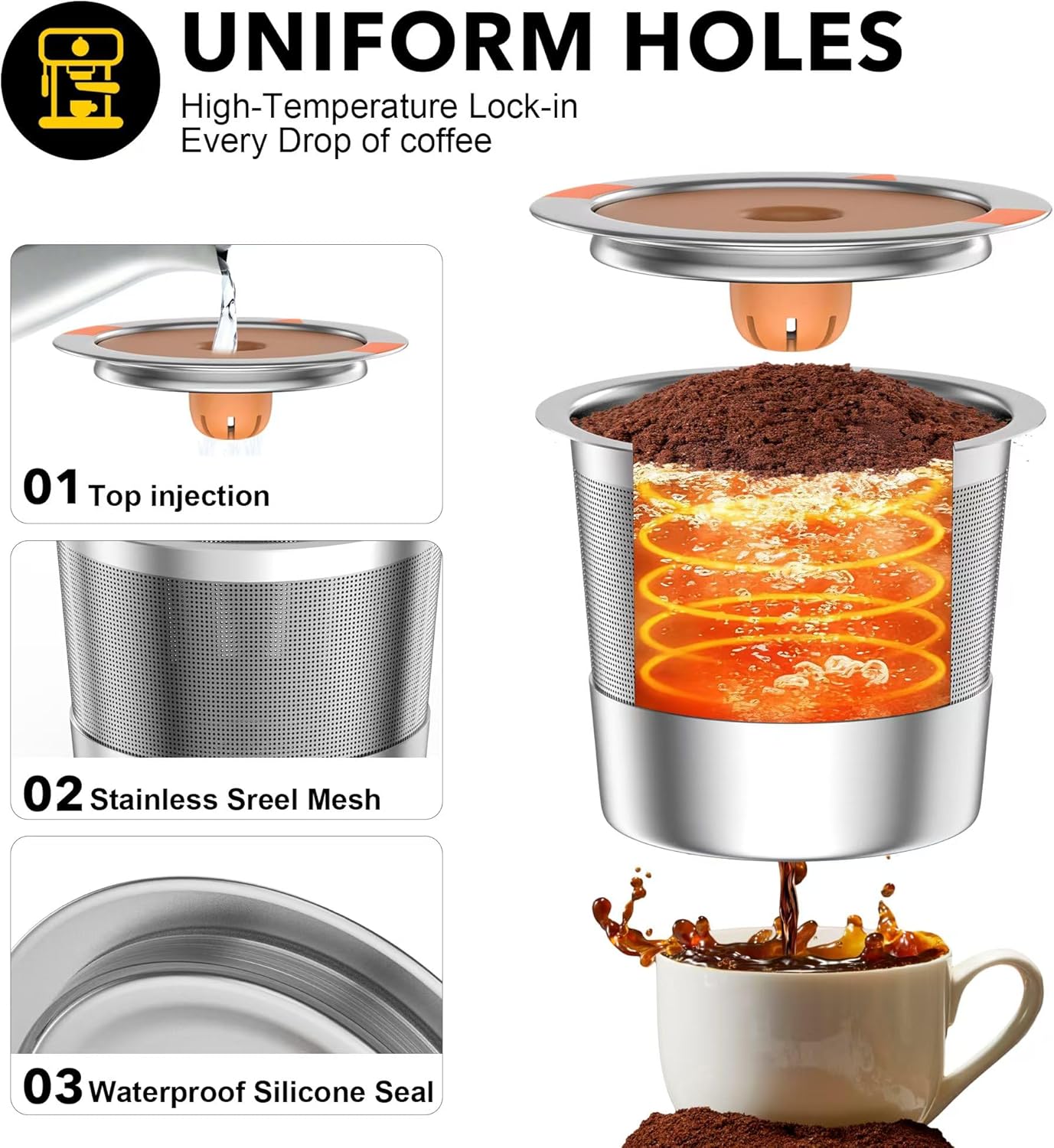 Filtro café reutiliz. acero inox comp K-Cup 1.0 y 2.0