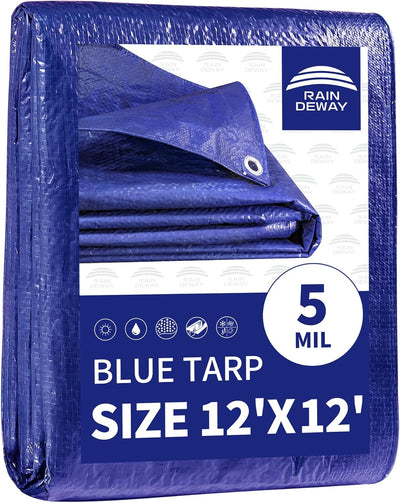 Lona Impermeable 12x12ft 0.197pulg Resiste Desgarros Azul