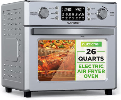 Horno eléctrico freidora aire 26L 1700W rotación 360° acero inox
