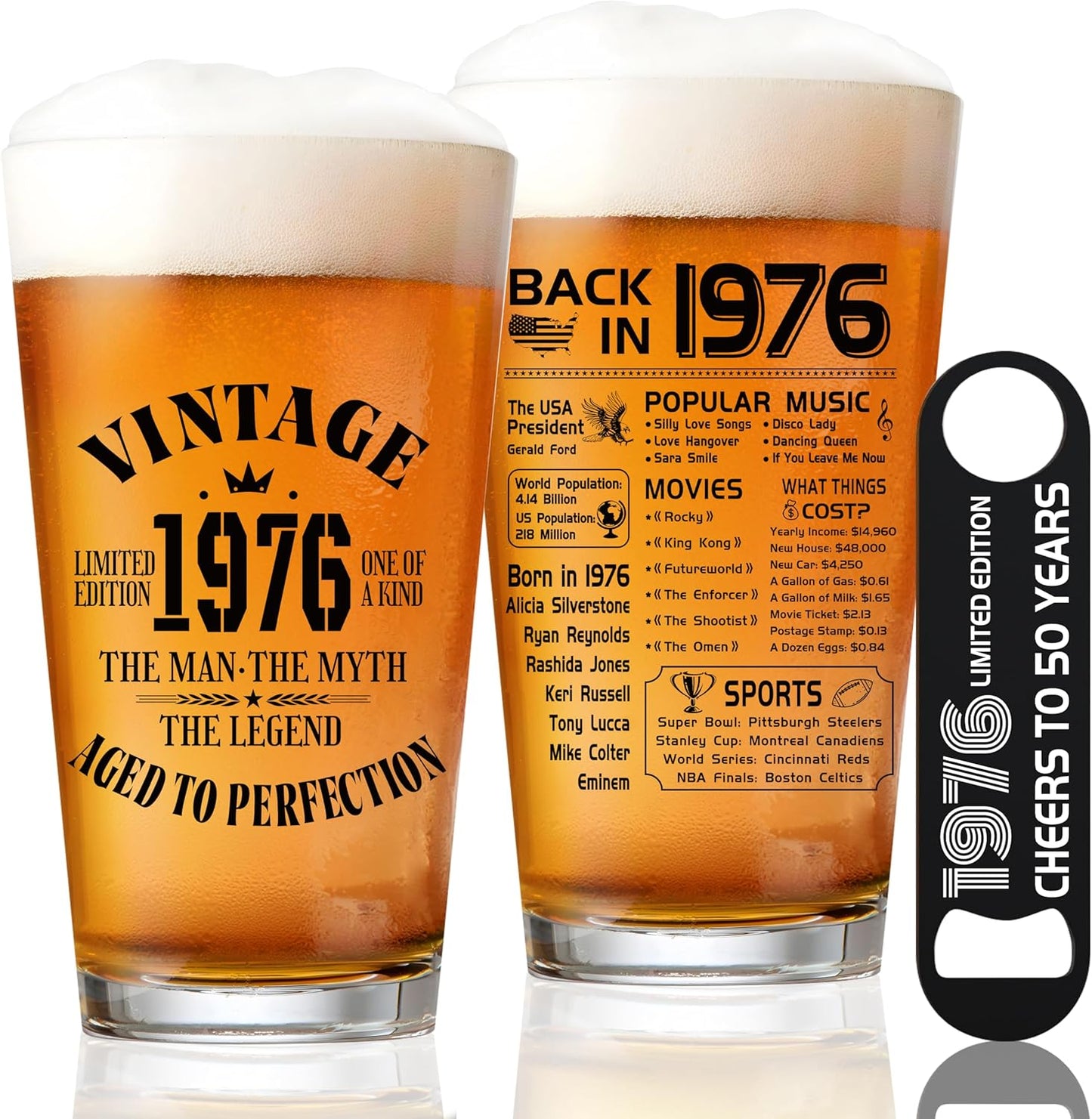 Vaso de 1976 para regalo de 50 cumpleaños hombre