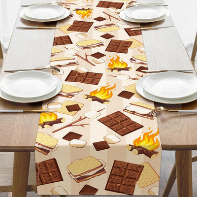 Camino de mesa de comedor temática camping S'More decoración cocina