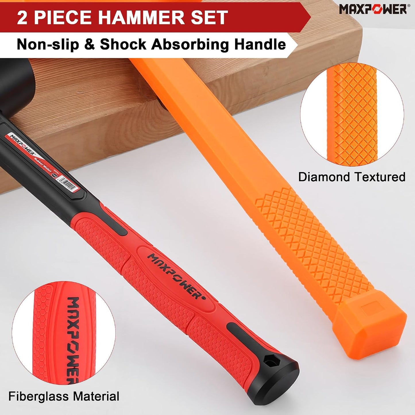 Set 2 Mallets de Goma 5lb y 16oz para Auto y Carpintería