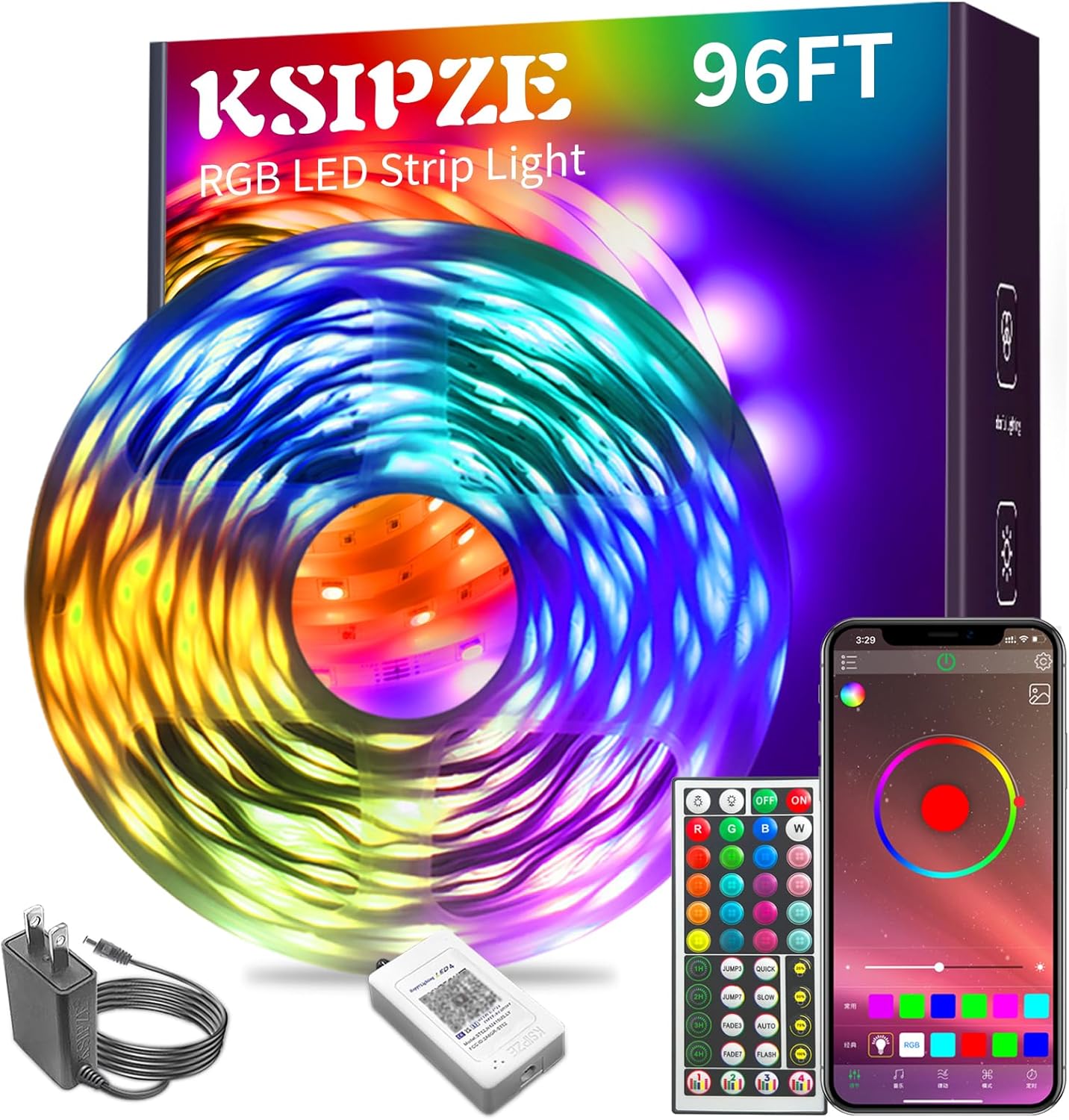 Tira Luces RGB 96ft Sincronización Música Control App
