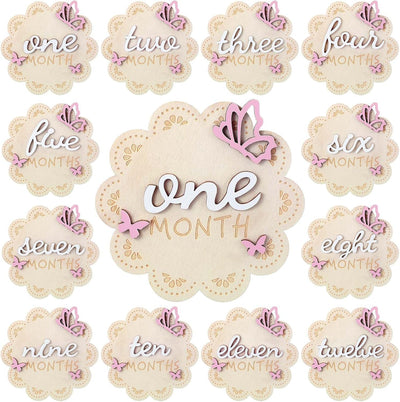 12 Tarjetas 3D Madera Mariposa para Bebé Niña 1-12 Meses