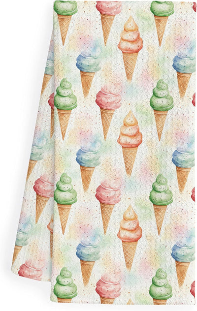 Toallas de cocina con motivos de helado y conos, para niños y adultos, 16 x 24 pulgadas