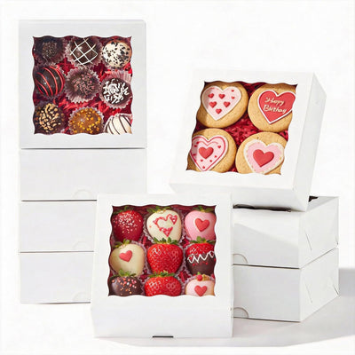 15 Cajas Galletas Ventana 6x6pulg para Dulces Pastelería