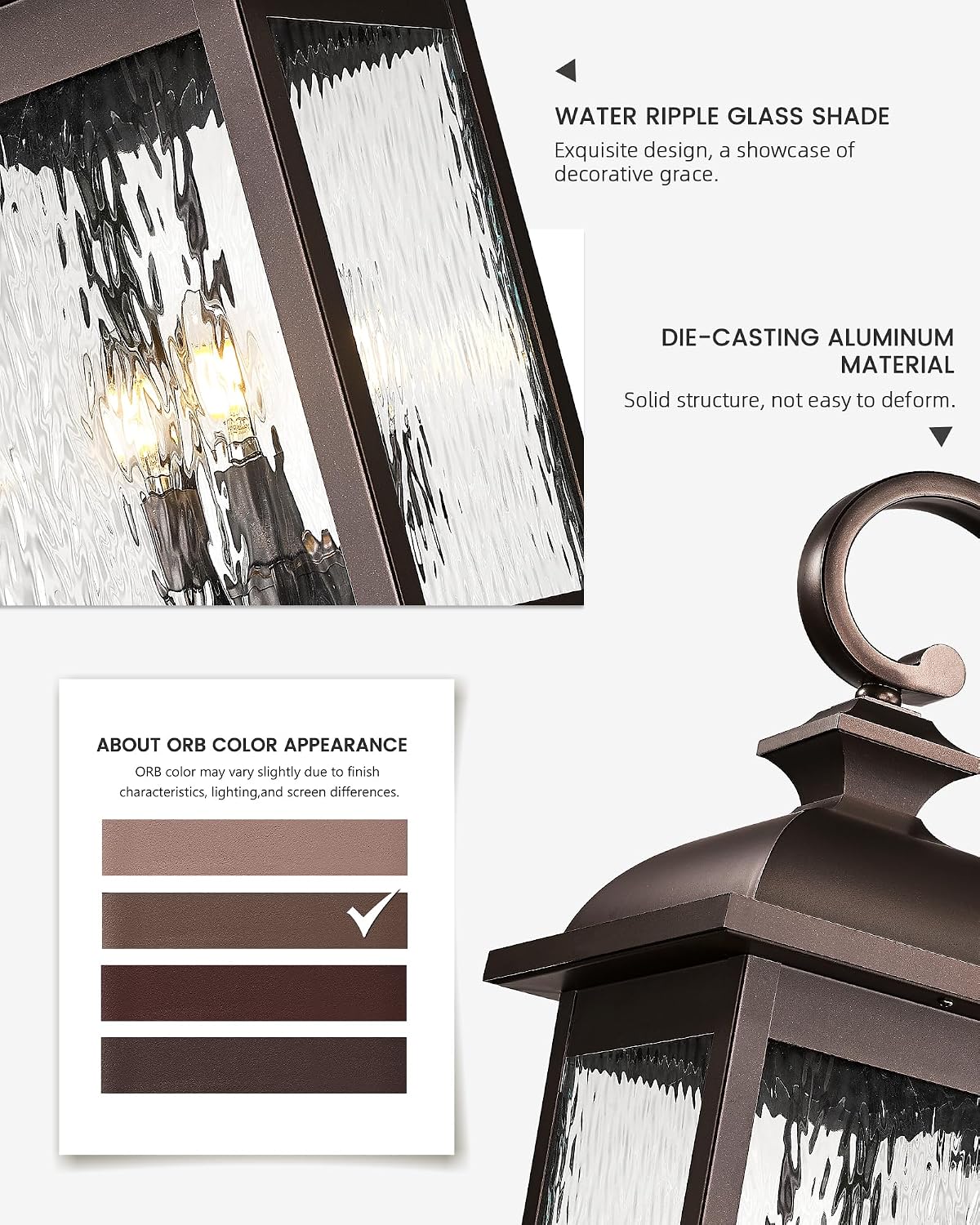 Aplique pared exterior 26pulg 3 luces ORB E12